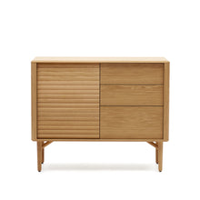 Load image into Gallery viewer, Lenon sideboard with 1 door and 3 drawers, made from oak wood and veneer, 105 x 85 cm FSC MIX Credit - image 2