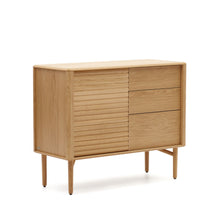 Load image into Gallery viewer, Lenon sideboard with 1 door and 3 drawers, made from oak wood and veneer, 105 x 85 cm FSC MIX Credit - image 3