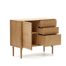 Load image into Gallery viewer, Lenon sideboard with 1 door and 3 drawers, made from oak wood and veneer, 105 x 85 cm FSC MIX Credit - image 6