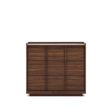 Load image into Gallery viewer, Onix chest of drawers with 3 drawers, walnut veneer, dark finish, 100x78cm FSC Mix Credit