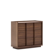Load image into Gallery viewer, Onix chest of drawers with 3 drawers, walnut veneer, dark finish, 100x78cm FSC Mix Credit - image 2
