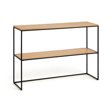 Load image into Gallery viewer, Yoana console table with oak wood veneer and painted black metal structure, 120 x 80 cm