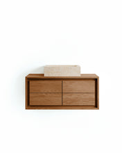 Load image into Gallery viewer, Kenta bathroom furniture in solid teak wood with a natural finish, 90 x 45 cm - image 8
