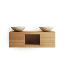 Load image into Gallery viewer, Yenit bathroom furniture in solid teak wood with a natural finish, 120 x 45 cm - image 8