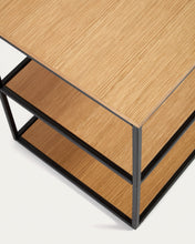 Load image into Gallery viewer, Yoana TV stand with an oak wood veneer and painted black metal structure, 160 x 40 cm - image 4