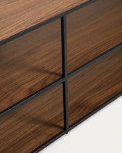 Load image into Gallery viewer, Yoana TV stand with a walnut veneer and painted black metal structure, 160 x 40 cm - image 5