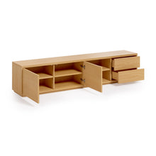 Load image into Gallery viewer, Abilen oak wood veneer 2 door TV stand with 2 drawers, 200 x 44 cm FSC 100% - image 6