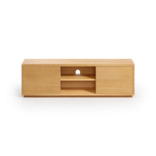 Load image into Gallery viewer, Abilen oak wood veneer single door TV stand with 2 drawers, 150 x 44 cm FSC 100%