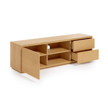 Load image into Gallery viewer, Abilen oak wood veneer single door TV stand with 2 drawers, 150 x 44 cm FSC 100% - image 5