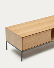 Load image into Gallery viewer, Vedrana 3 drawer TV stand in oak veneer with black steel legs, 195 x 35 cm - image 9