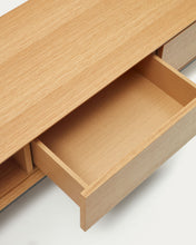 Load image into Gallery viewer, Vedrana 3 drawer TV stand in oak veneer with black steel legs, 195 x 35 cm - image 12