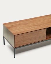 Load image into Gallery viewer, Vedrana 3 drawer TV stand in walnut veneer with black steel legs, 195 x 35 cm - image 8