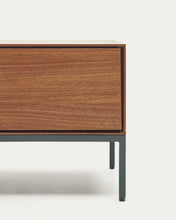 Load image into Gallery viewer, Vedrana 3 drawer TV stand in walnut veneer with black steel legs, 195 x 35 cm - image 9