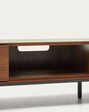Load image into Gallery viewer, Vedrana 3 drawer TV stand in walnut veneer with black steel legs, 195 x 35 cm - image 10