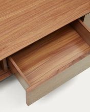 Load image into Gallery viewer, Vedrana 3 drawer TV stand in walnut veneer with black steel legs, 195 x 35 cm - image 11