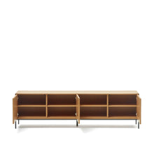 Load image into Gallery viewer, Vedrana 3-door TV stand in oak veneer with black steel legs, 195 x 55 cm - image 3
