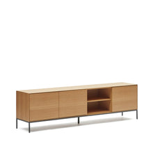 Load image into Gallery viewer, Vedrana 3-door TV stand in oak veneer with black steel legs, 195 x 55 cm - image 5