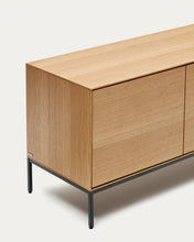 Load image into Gallery viewer, Vedrana 3-door TV stand in oak veneer with black steel legs, 195 x 55 cm - image 11
