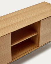 Load image into Gallery viewer, Vedrana 3-door TV stand in oak veneer with black steel legs, 195 x 55 cm - image 12