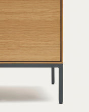 Load image into Gallery viewer, Vedrana 3-door TV stand in oak veneer with black steel legs, 195 x 55 cm - image 13