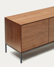 Load image into Gallery viewer, Vedrana 3-door TV stand in walnut veneer with black steel legs, 195 x 55 cm - image 10
