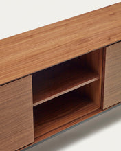 Load image into Gallery viewer, Vedrana 3-door TV stand in walnut veneer with black steel legs, 195 x 55 cm - image 11