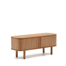 Load image into Gallery viewer, Mailen 2 door TV stand in ash veneer with a natural finish 120 x 50 cm - image 3
