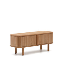Load image into Gallery viewer, Mailen 2 door TV stand in ash veneer with a natural finish 120 x 50 cm - image 4