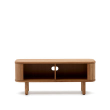 Load image into Gallery viewer, Mailen 2 door TV stand in ash veneer with a natural finish 120 x 50 cm - image 5
