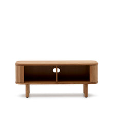 Load image into Gallery viewer, Mailen 2 door TV stand in ash veneer with a natural finish 120 x 50 cm - image 6