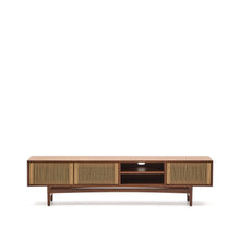 Load image into Gallery viewer, Elan TV cabinet 3 doors veneer and solid walnut and cord 200 x 50 cm FSC Mix Credit