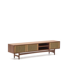 Load image into Gallery viewer, Elan TV cabinet 3 doors veneer and solid walnut and cord 200 x 50 cm FSC Mix Credit - image 4