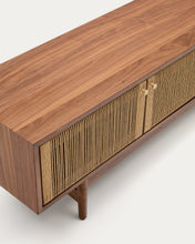 Load image into Gallery viewer, Elan TV cabinet 3 doors veneer and solid walnut and cord 200 x 50 cm FSC Mix Credit - image 10