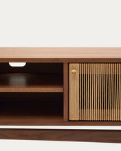 Load image into Gallery viewer, Elan TV cabinet 3 doors veneer and solid walnut and cord 200 x 50 cm FSC Mix Credit - image 11