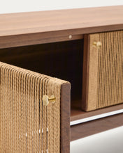 Load image into Gallery viewer, Elan TV cabinet 3 doors veneer and solid walnut and cord 200 x 50 cm FSC Mix Credit - image 12