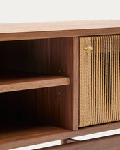 Load image into Gallery viewer, Elan TV cabinet 3 doors veneer and solid walnut and cord 200 x 50 cm FSC Mix Credit - image 14
