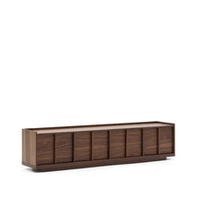 Load image into Gallery viewer, Onix TV stand with a walnut veneer in a dark finish, 200 x 45 cm FSC Mix Credit - image 2