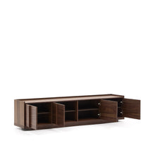 Load image into Gallery viewer, Onix TV stand with a walnut veneer in a dark finish, 200 x 45 cm FSC Mix Credit - image 3