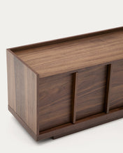 Load image into Gallery viewer, Onix TV stand with a walnut veneer in a dark finish, 200 x 45 cm FSC Mix Credit - image 8