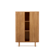 Load image into Gallery viewer, Mailen 2 door highboard in ash veneer with a natural finish 110 x 160 cm - image 2