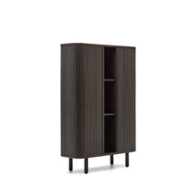 Load image into Gallery viewer, Mailen 2 door highboard in ash veneer with a dark finish 110 x 160 cm - image 3