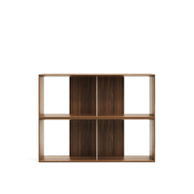 Load image into Gallery viewer, Litto set of 2 modular shelving units in walnut wood veneer, 101 x 76 cm