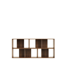 Load image into Gallery viewer, Litto set of 4 modular shelving units in walnut wood veneer, 168 x 76 cm