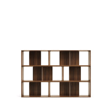 Load image into Gallery viewer, Litto set of 6 modular shelving units in walnut wood veneer, 168 x 114 cm