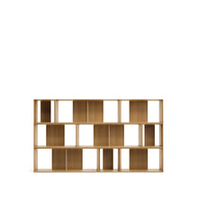 Load image into Gallery viewer, Litto set of 9 modular shelving units in oak wood veneer, 202 x 114 cm