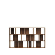 Load image into Gallery viewer, Litto set of 9 modular shelving units in walnut wood veneer, 202 x 114 cm