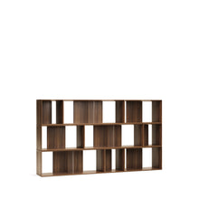 Load image into Gallery viewer, Litto set of 9 modular shelving units in walnut wood veneer, 202 x 114 cm - image 4