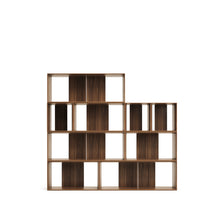 Load image into Gallery viewer, Litto set of 9 modular shelving units in walnut wood veneer, 202 x 114 cm - image 6