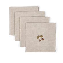 Load image into Gallery viewer, Acorn Linen Embroidered Napkins - Set of 4