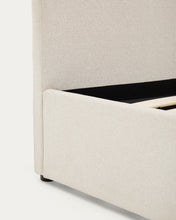 Load image into Gallery viewer, Nahiri beige chenille lift-up storage bed for a 160 x 200 cm mattress - image 11